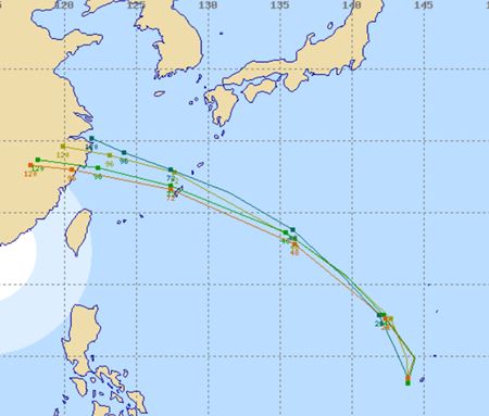 2024年台風14号各国予想